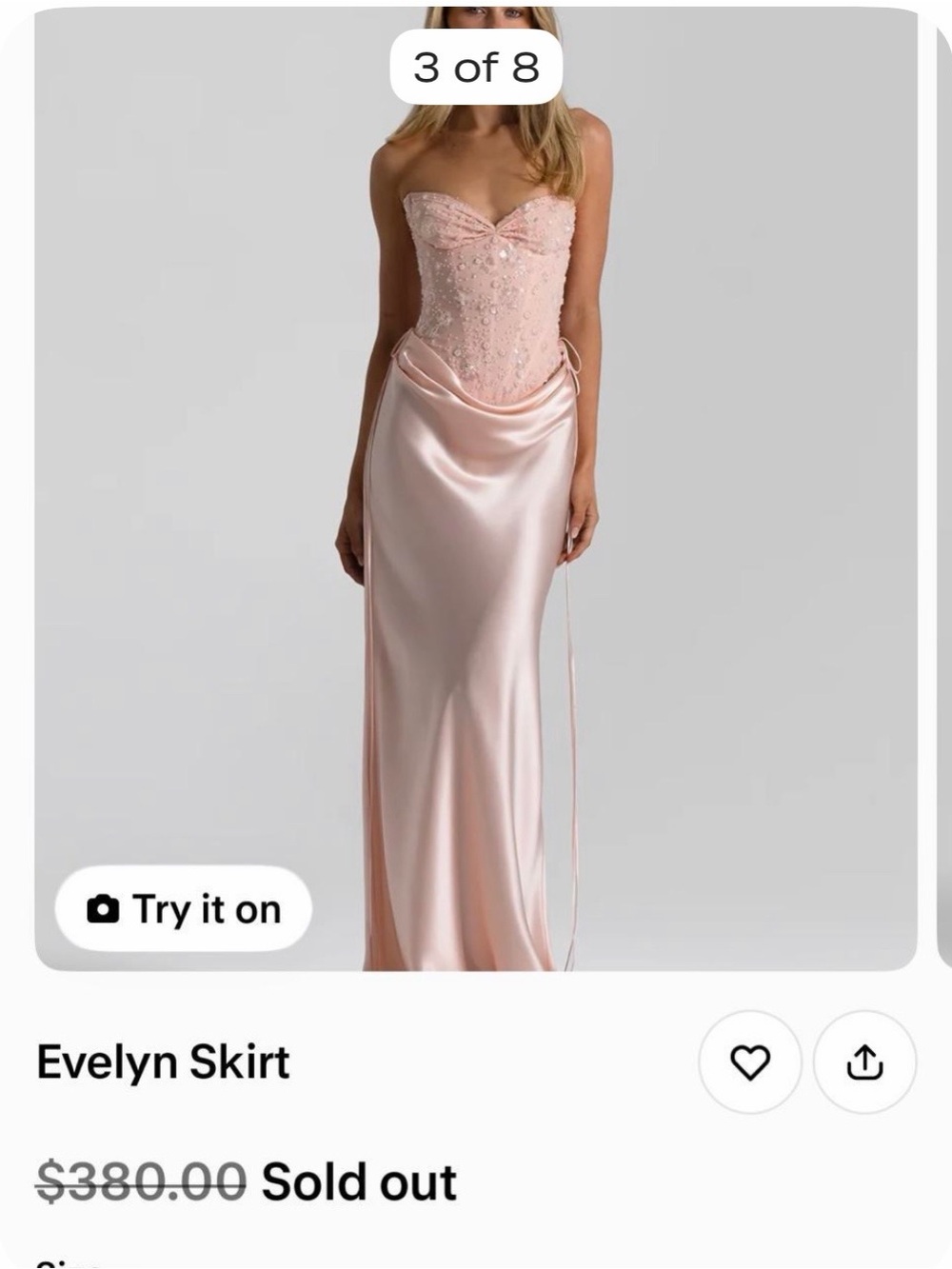 Evelyn Strapless Satin Dress in Blush Pink